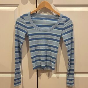 American Eagle Outfitters Blue Striped Long Sleeve Top